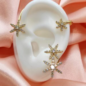 Ear Cuff de Mariposas con estrella de brillantes