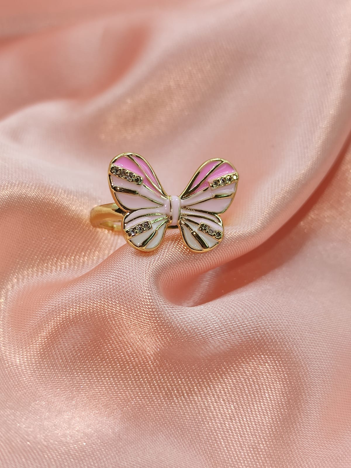Anillo ajustable mariposa rosas