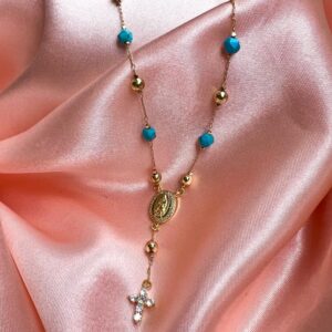 Collar rosario piedras turquesa