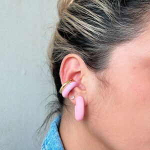 ear cuff  ajustable color rosa