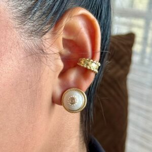 topo redondo blanco con dorado