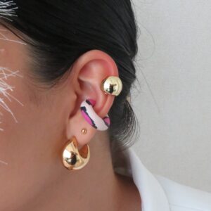 ear cuff ajustables de color estampados fuscia