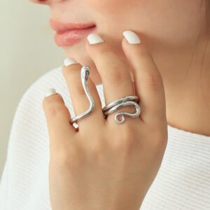 anillo ajustable plata doble  serpiente