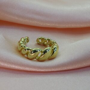 anillo ajustable dorado clasico líneas y texturas