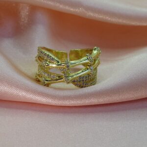 anillo ajustable dorado triple cruzado