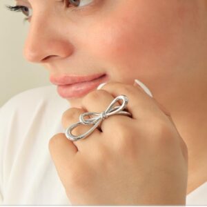 anillo ajustable plata  lazo