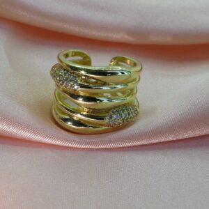 anillo ajustable  con brillo incrustados maxi