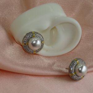 Aretes perla y brillo  plata