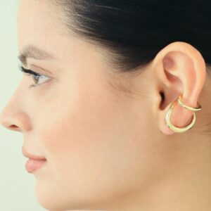 Ear cuff doble dorado liso