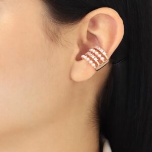 Ear cuff rose gold de 4 con perlas y brillos