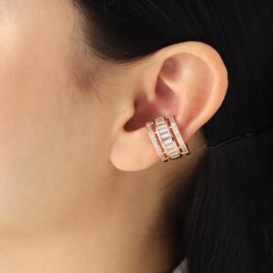 Ear cuff rose gold de 3 con brillos y piedras