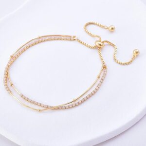 pulsera ajustable doble tennis y cadena