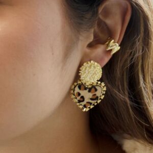 Aretes corazón animal print