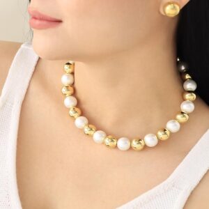 collar de balines y perlas 10mm