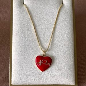 collar de corazon rojo de linea de vida