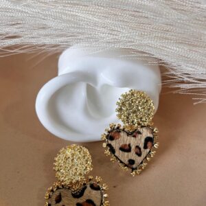 Aretes corazón animal print