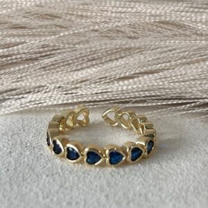Anillo ajustable de tenis de corazón azul