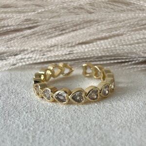 Anillo ajustable de tenis de corazón blanco