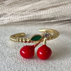 Anillo ajustable con textura y cereza