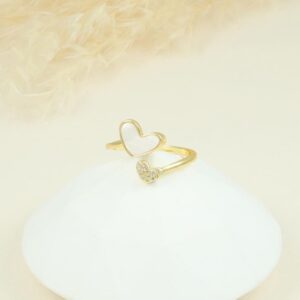 Anillo ajustable doble corazon de nacar