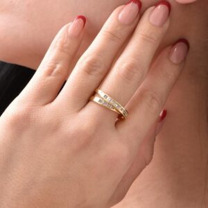 Anillo ajustable doble con brillo y letras