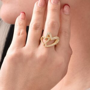 Anillo ajustable doble corazon