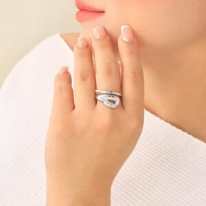 Anillo ajustable doble con piedras y brillo