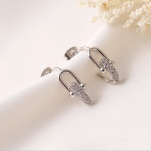 argolla mini de eslabón con brillo plata