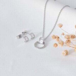 juego de collar con aretes plata