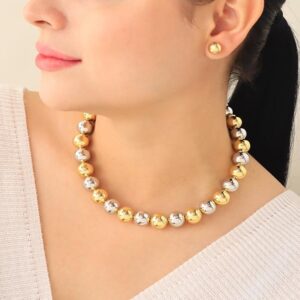 Collar de balines dorados y plateados 10mm