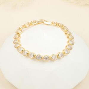 Brazalete dorado con cristales blancos