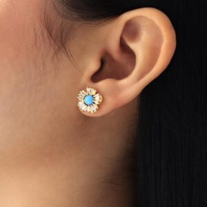 topos de flor turquesa y brillo