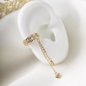 Ear cuff dorado con cadena