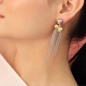 aretes largos doble tono