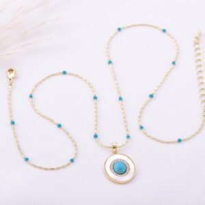 collar largo con dije turquesa