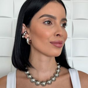 Collar, Gargantilla de balín plano plateado