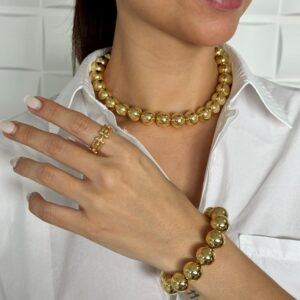 Pulsera de balines, dorado (12mm)