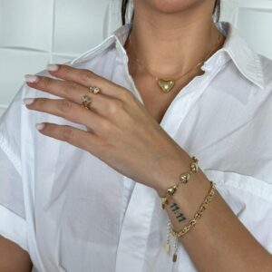 Anillo ajustable de cuatro gotas con brillo, dorado