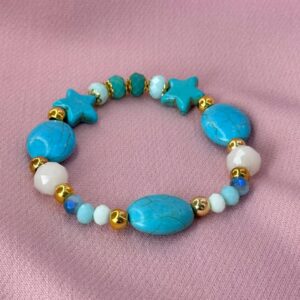 Pulsera ajustable de estrella y piedrita turquesa