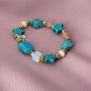 Pulsera ajustable de tortuga, estrella y piedrita