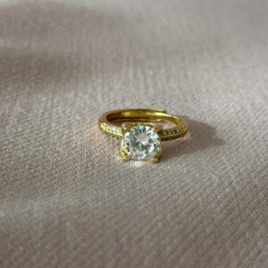 Anillo ajustable de piedra con brillo, dorado