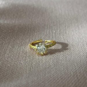 Anillo ajustable de piedra con brillo, dorado