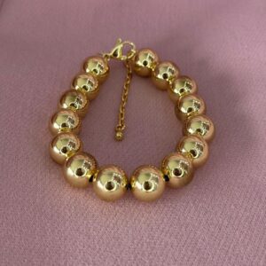 Pulsera de balines, dorado (12mm)