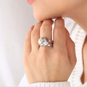 Anillo ajustable de balín plateado