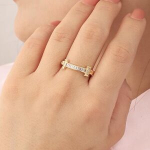 Anillo ajustable con brillo, dorado