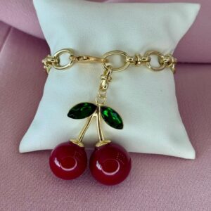 Pulsera de eslabone con dije de cereza