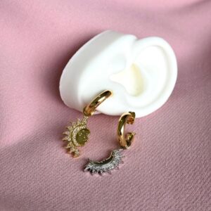 Argollas de sol (dorado) y luna (plateado)