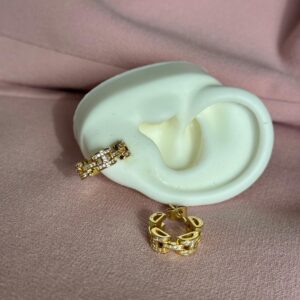 Argolla de eslabón con brillo, dorado