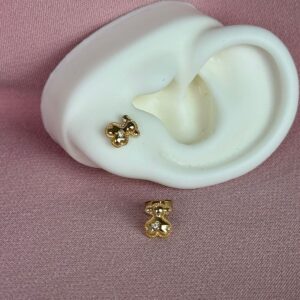 Aretes Topos mini de osito, dorado
