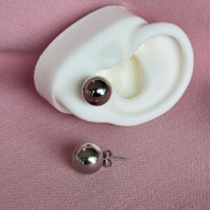 Aretes Topos balín plateado (8mm)